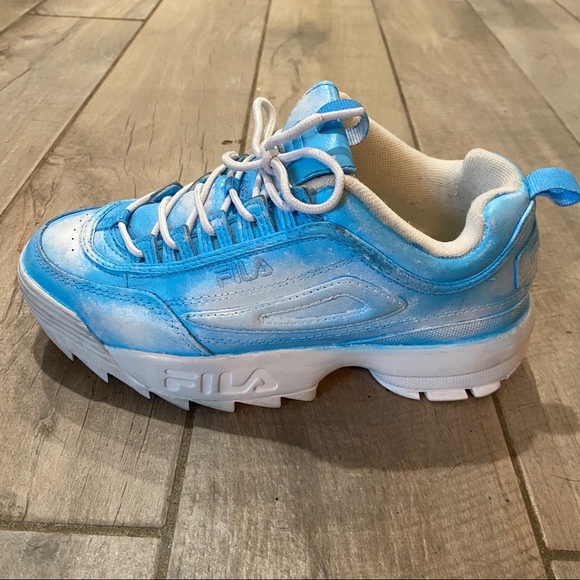 CUSTOM PAINTED CLOUDY FILA DISRUPTOR - Picture 2 of 3